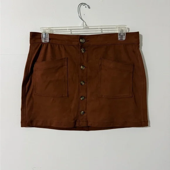 American Eagle Outfitters Rust A-Line Suede Mini Skirt - Picture 1 of 7